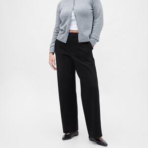 Gap High Rise Double Knit Wide-Leg Pants Black L